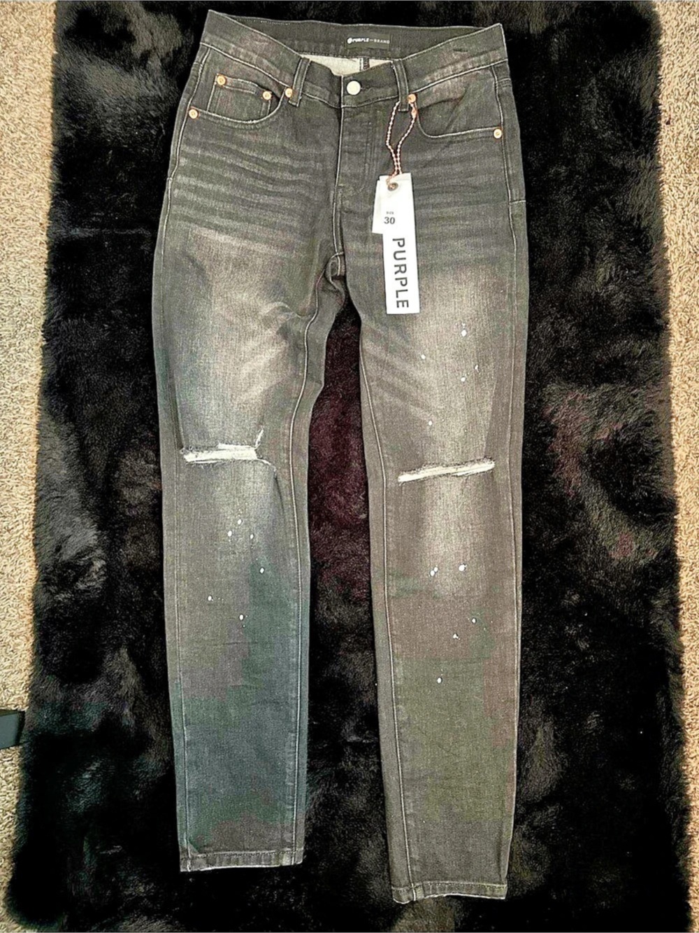 Purple Brand P001 Low Rise Skinny Jeans Black Waist 30